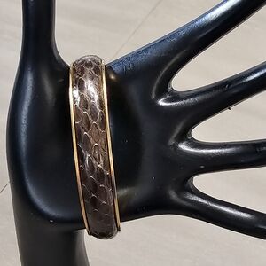 Twelve31 The Kaleo Leather & Metal Cuff Bracelet Embossed Python